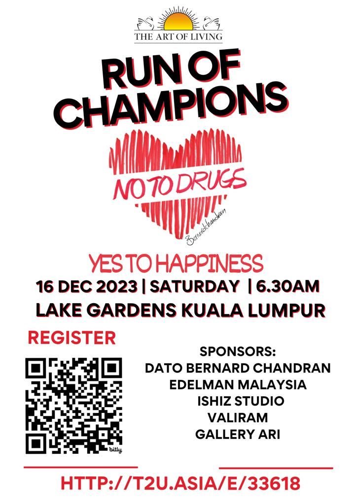 join the fight against drug addiction:  the art of living presents the run of champions