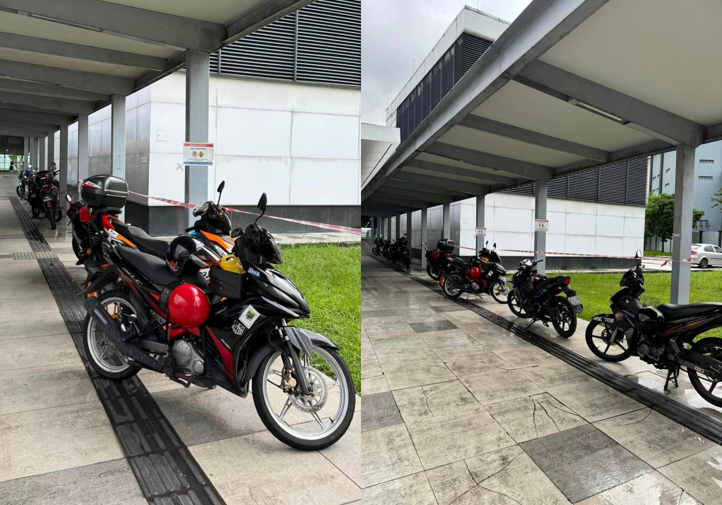 wife upset over motorcycles blocking the path for blind pedestrians, my husband fell into a hole once! 