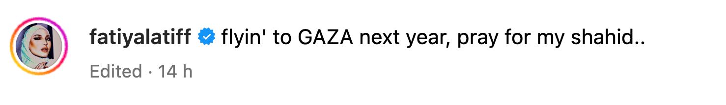 fatiya latif luah hasrat mahu ke gaza, minta doa syahid disana