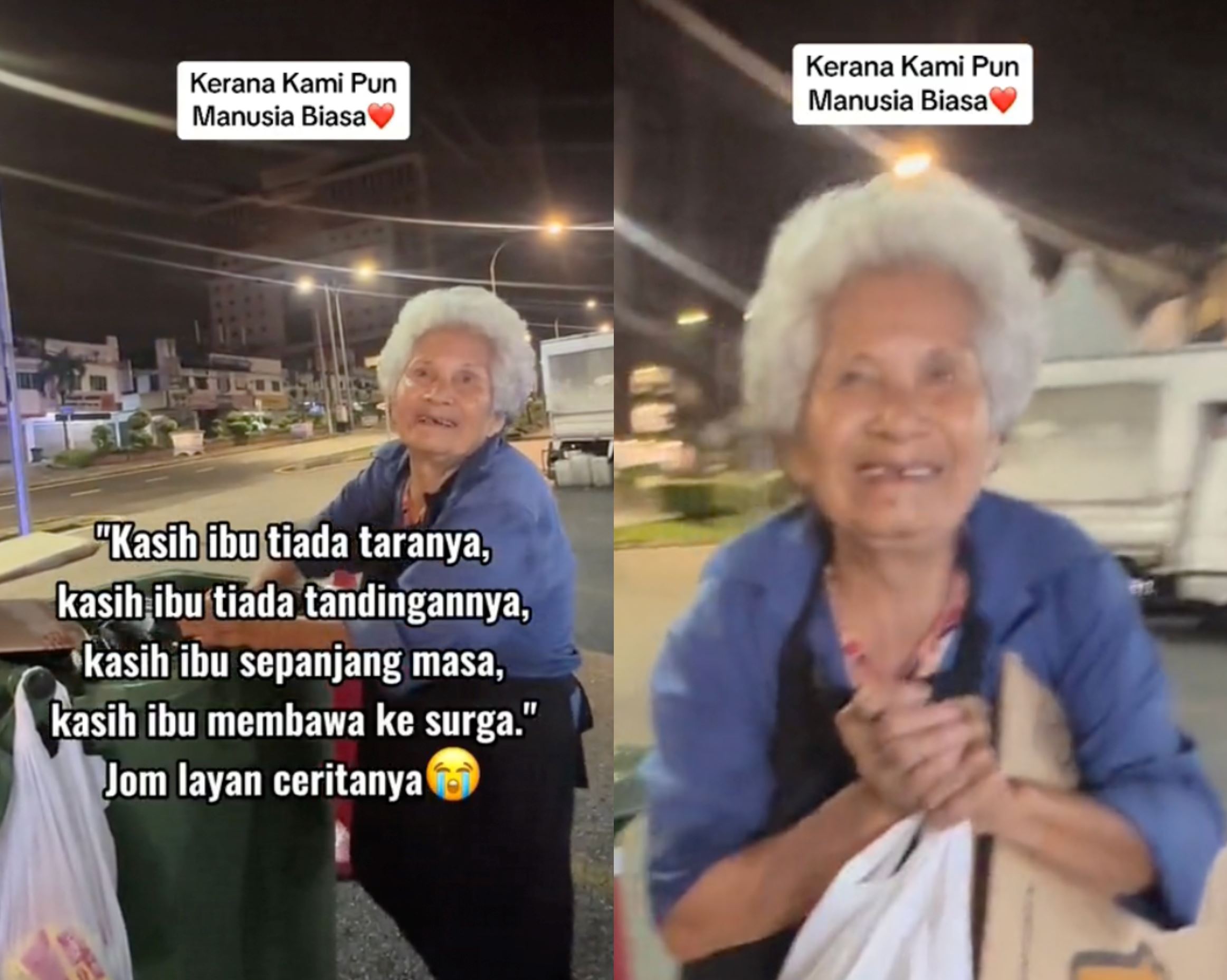 abang polis gives cash to elderly aunty who reportedly sells recycled items for a living, m'sians touched