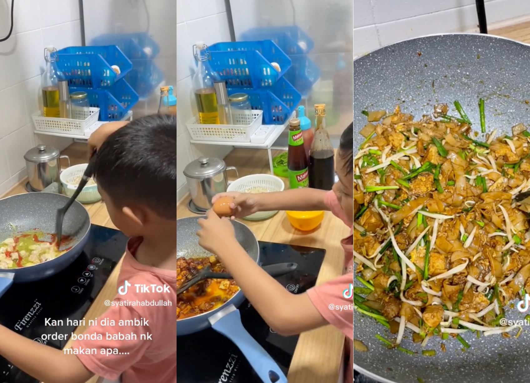 video of 6-year-old boy cooking kuey teow goreng goes viral, netizens impressed!