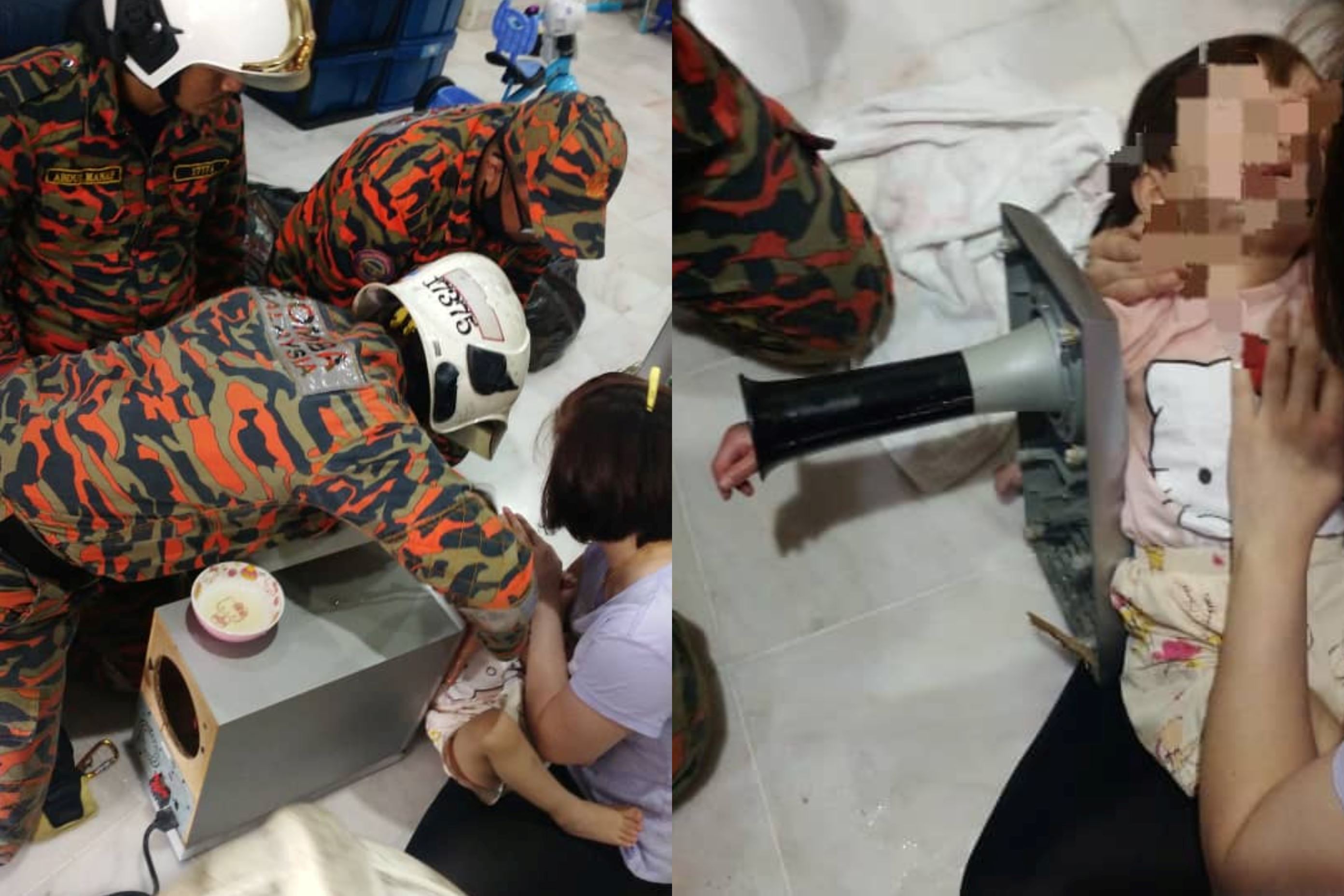 “she was curious!” bomba help free toddler’s arm that was stuck in speaker