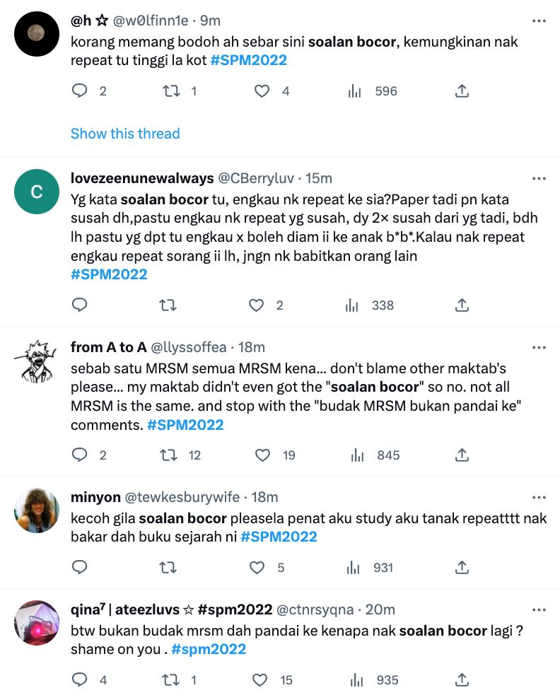 kecoh ada soalan bocor sejarah spm2022, ramai pelajar luah rasa kecewa!