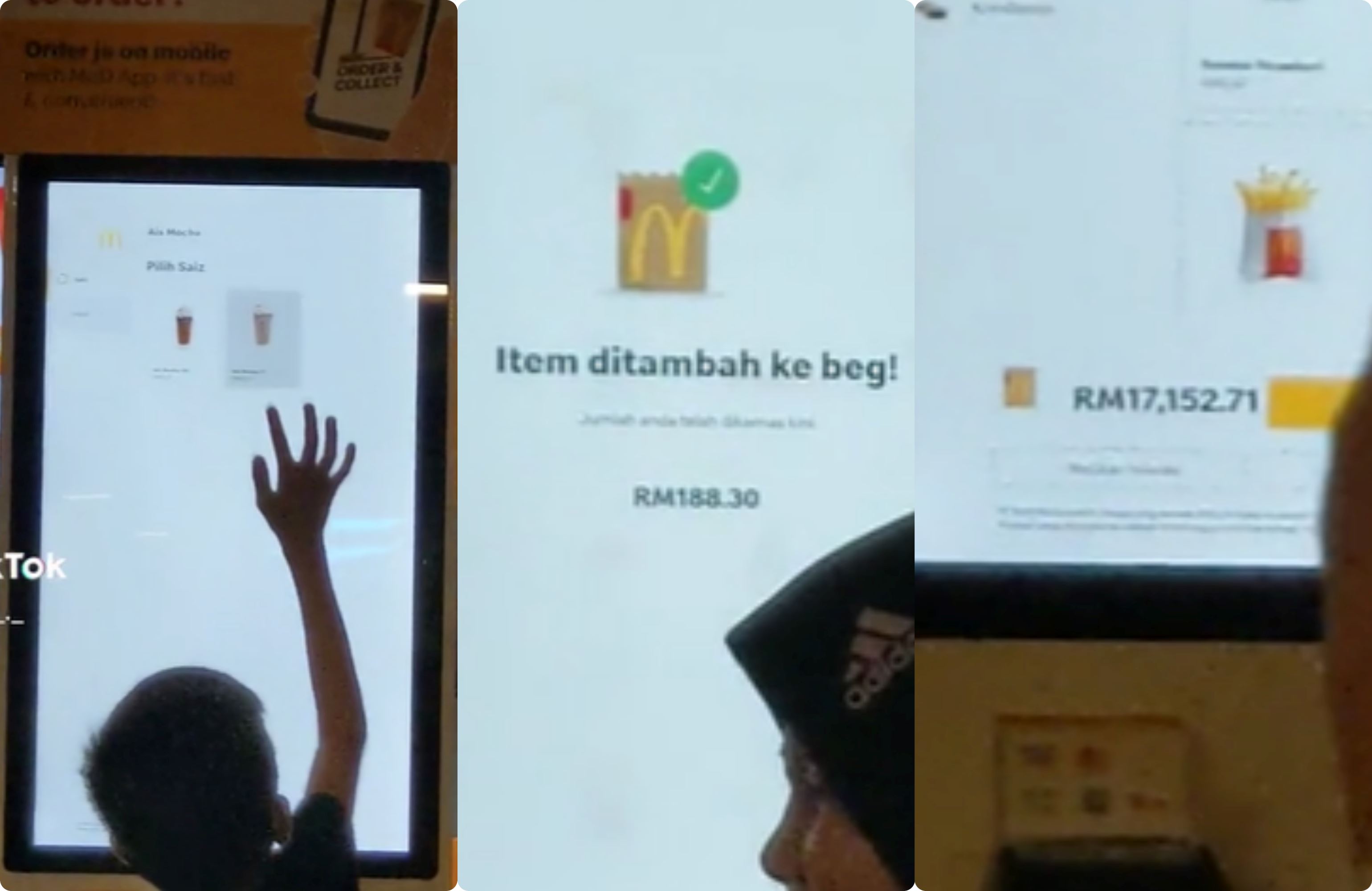 two kids play with self-order kiosk & adds rm17,000 worth of food into their cart!