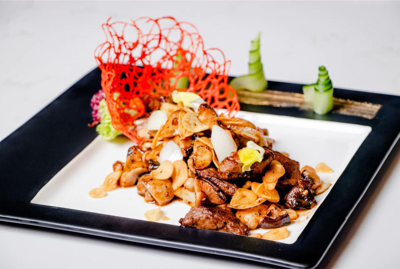 Wok Fried Cubed Beef Tenderloin