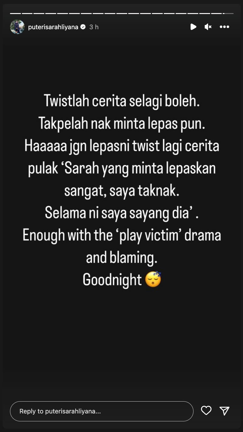 syamsul block sebab kerap dimaki, puteri sarah minta suami jangan putar belit cerita