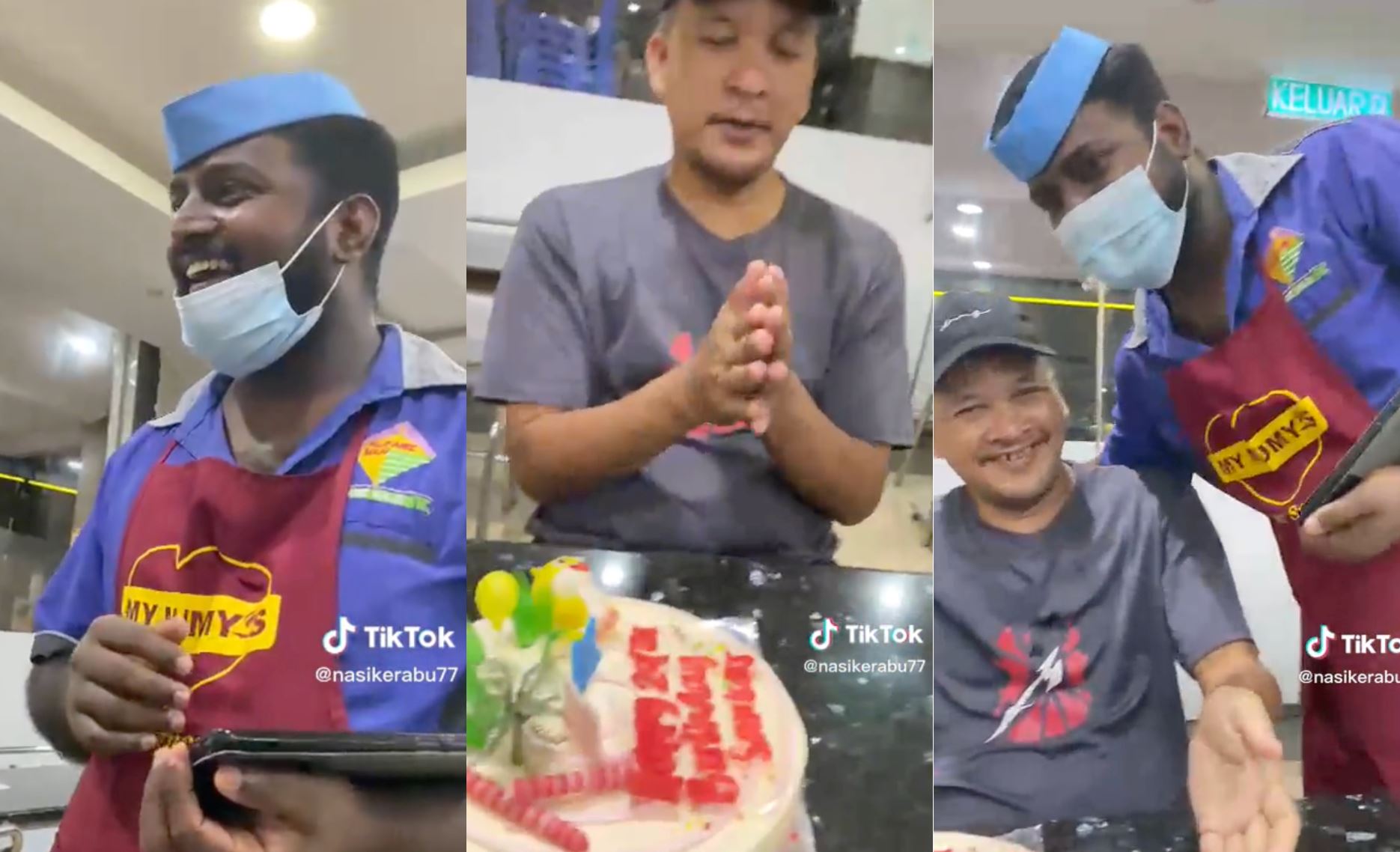 family surprises their favourite abang mamak with cake on his birthday, m’sians touched! 