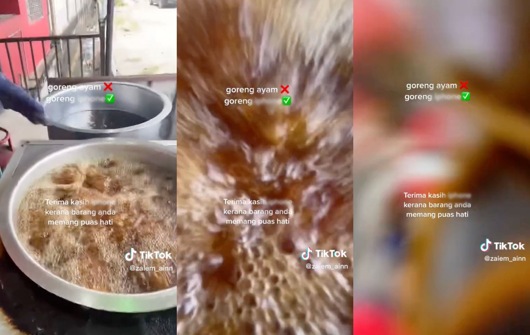 man drops his phone into hot oil while cooking, surprised that it still works!
