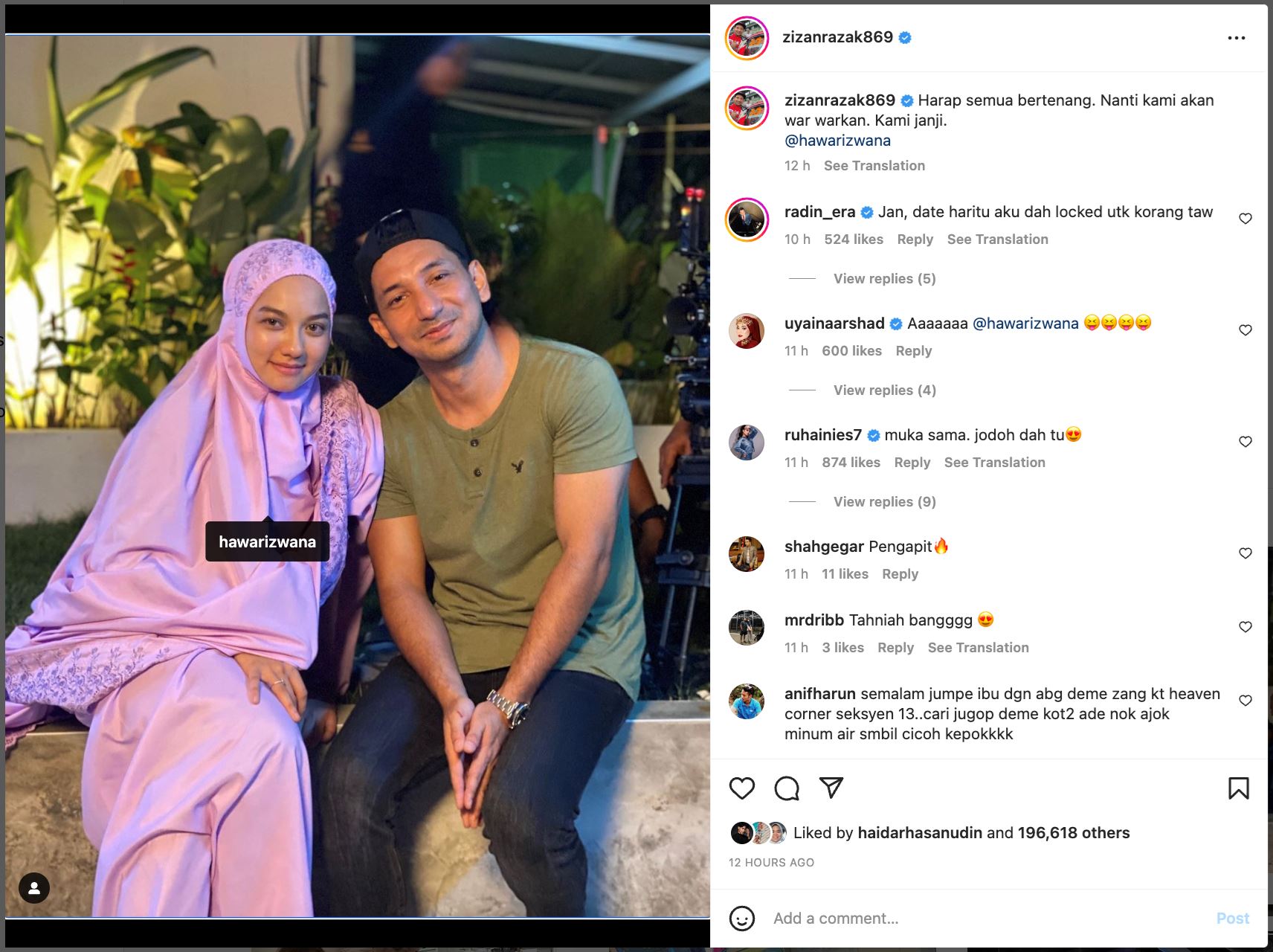 kongsi gambar bersama hawa rizwana, zizan terkejut lihat komen warganet