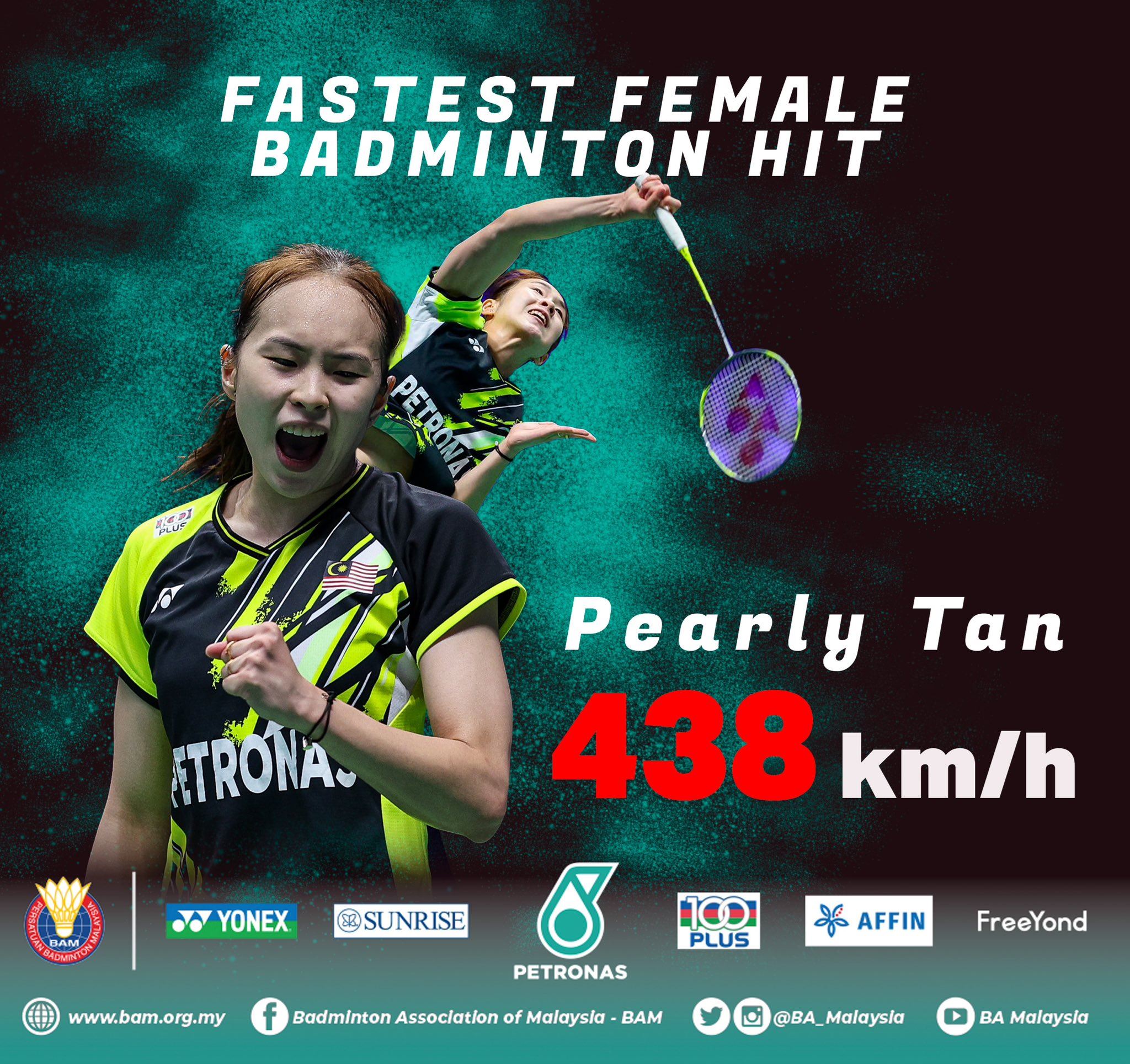 🏸️陈康乐杀球破健力士纪录❗️时速高达438公里荣登“噼杀女王”🇲🇾