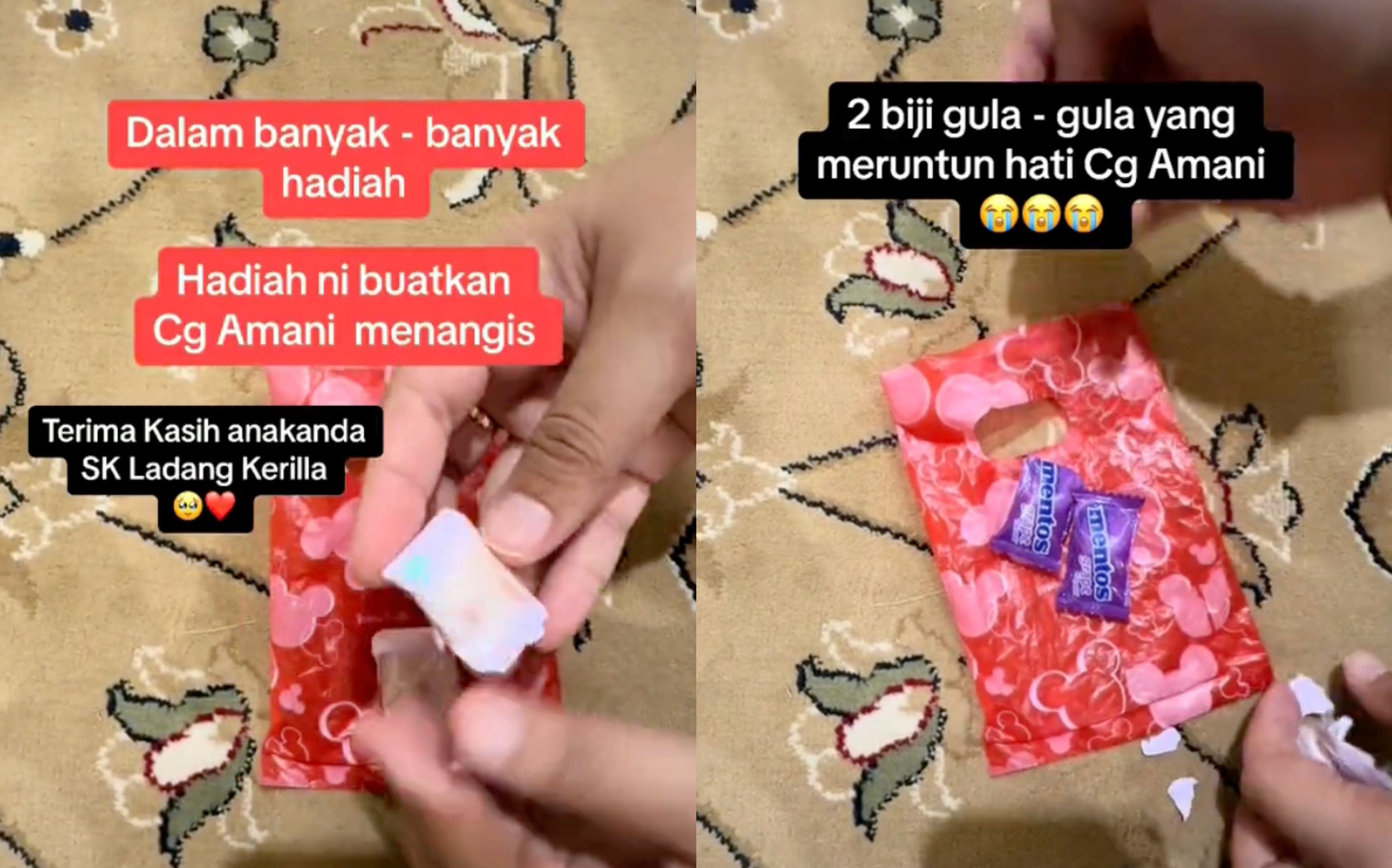 teacher receives candy gift from student during farewell ceremony, touching many hearts