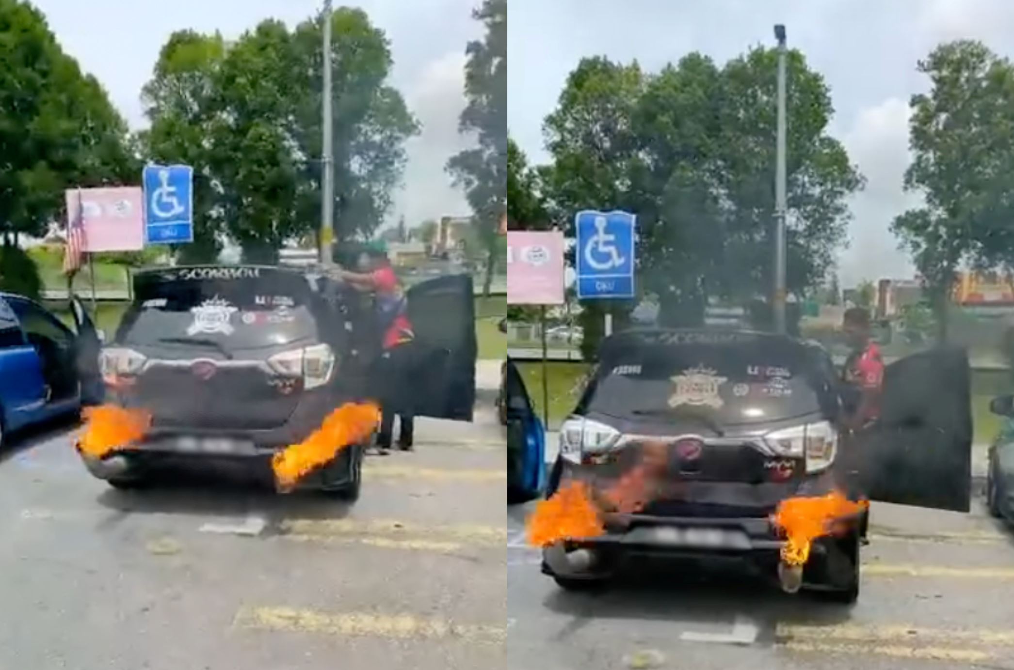 illegally modified car blows fire and parks at oku spot; m'sian netizens tag jpj and pdrm