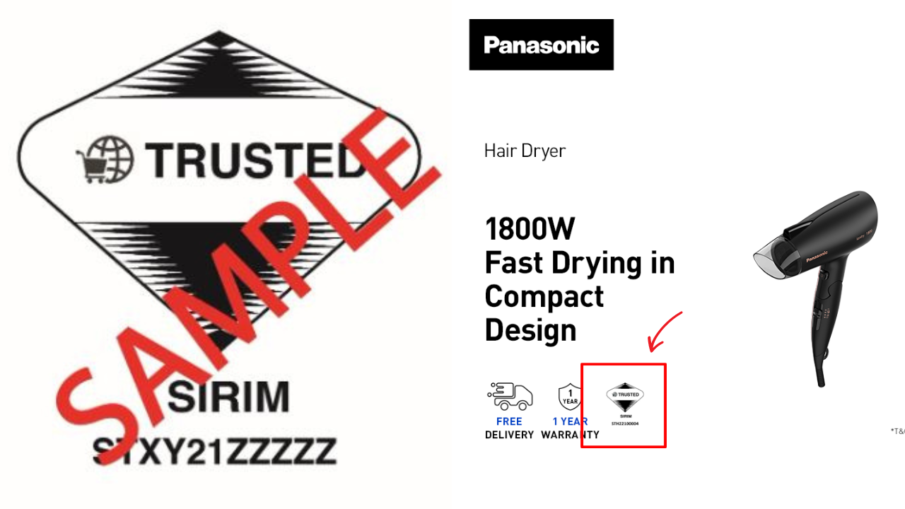 A sample logo of STMS logo for Panasonic’s hair dryer