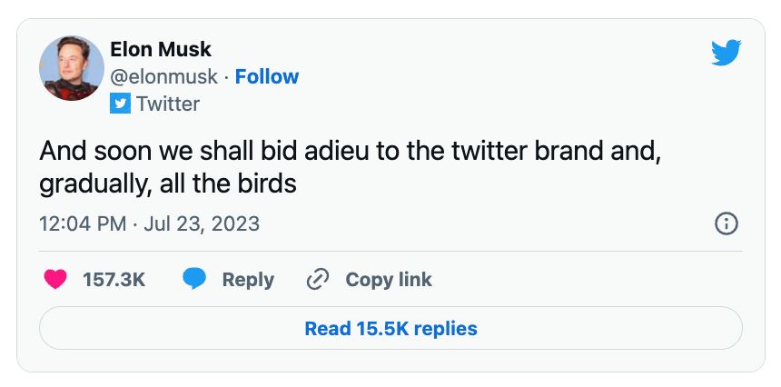 elon musk mahu tukar logo, tiada lagi burung biru pada twitter