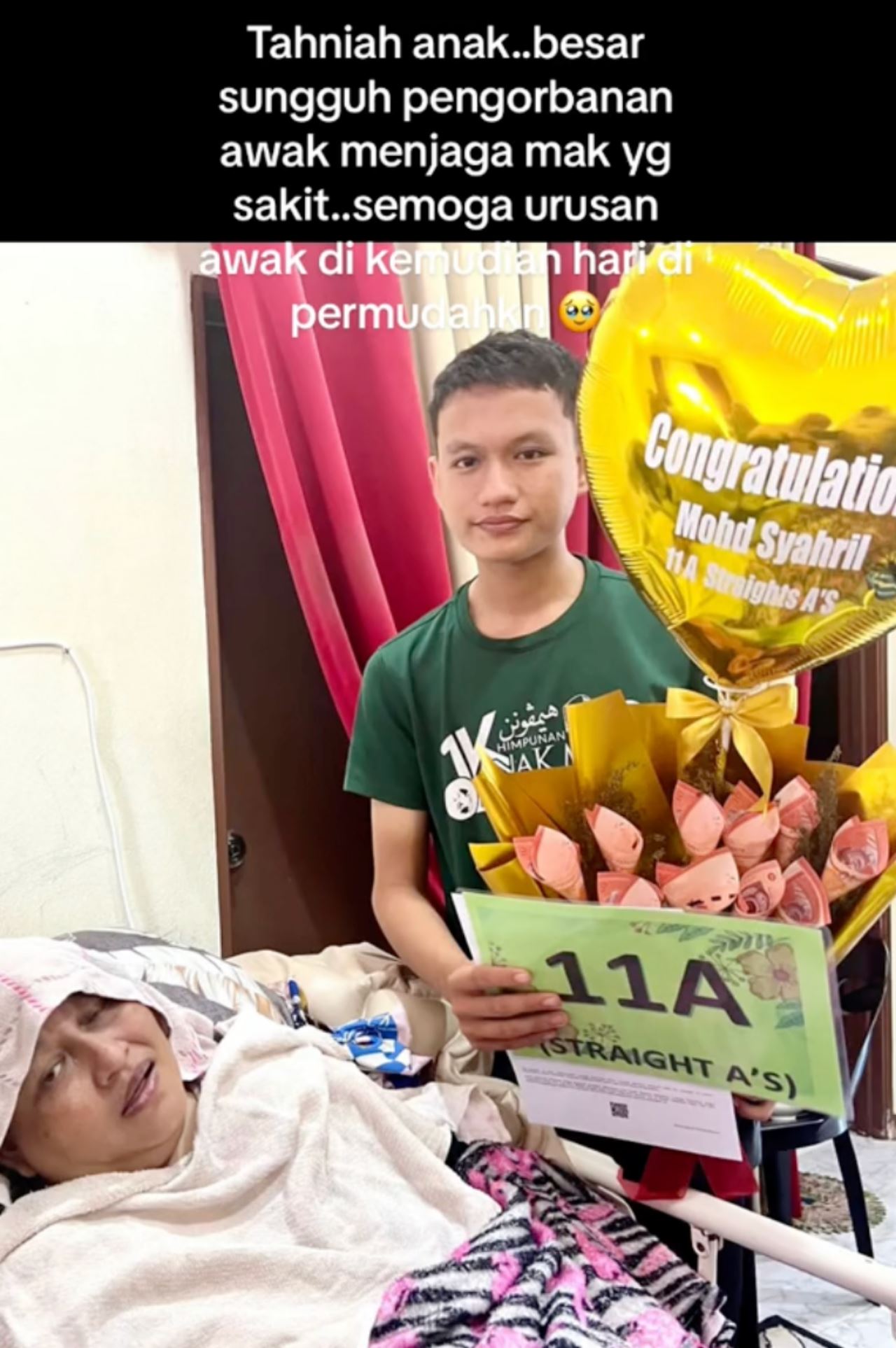 berkorban jaga emak sakit, cikgu pakat hantar result spm 11a pelajar ini ke rumahnya