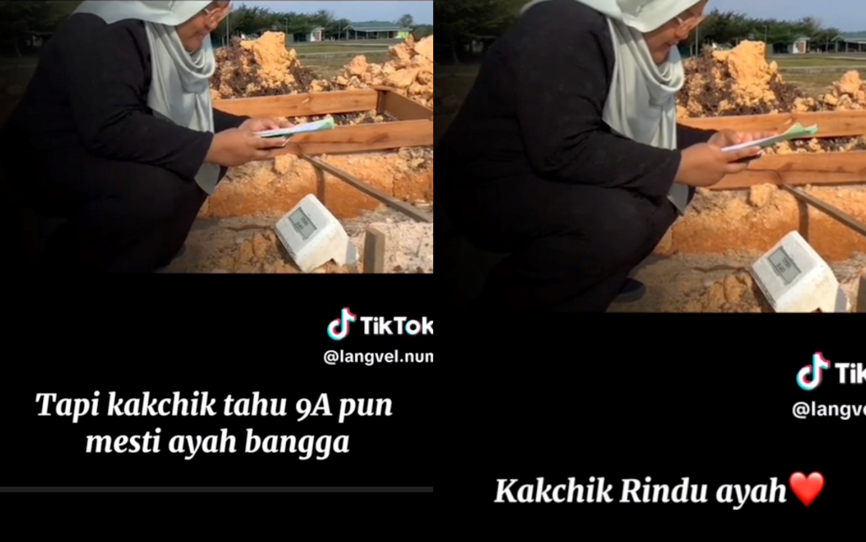 heartwarming! malaysian student honors late father with straight a spm result at his grave