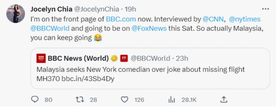 jocelyn chia拒道歉！反挑衅大马让她更出名！