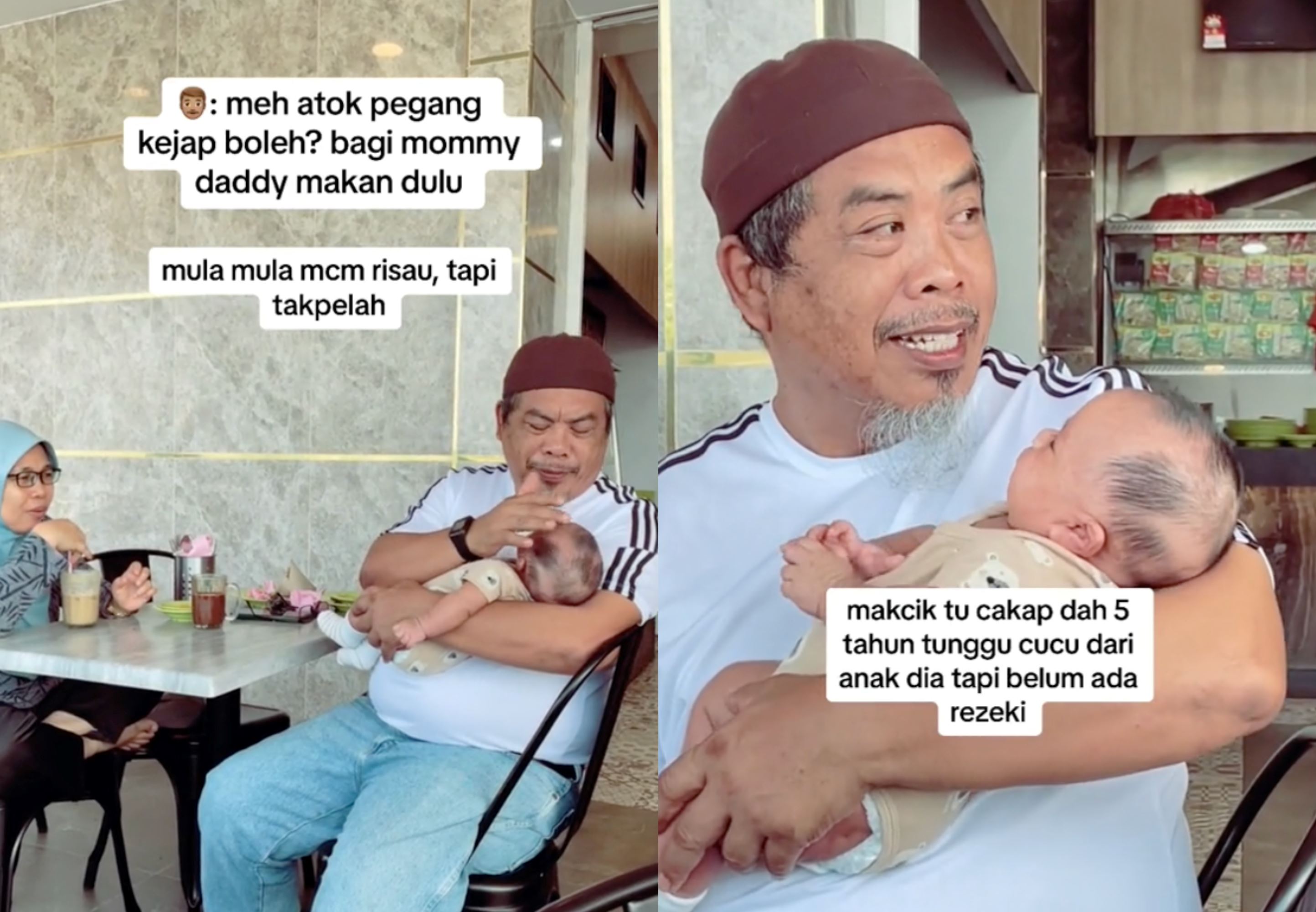 kind-hearted uncle offers to hold baby at mamak while her parents eat, touches many hearts