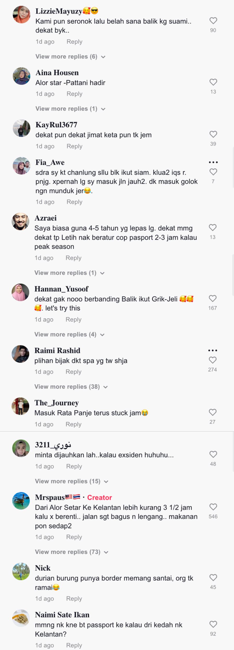 nak elak jalan jem, wanita ini balik kelantan ikut jalan thailand