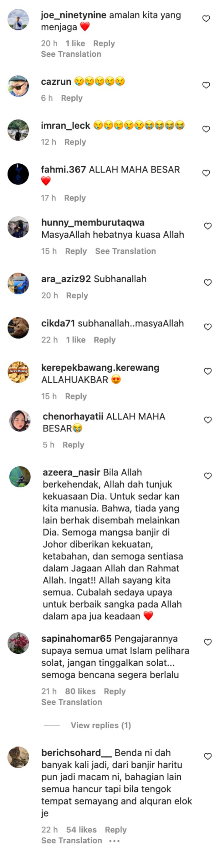 rumah tenggelam banjir paras pinggang tapi sejadah ini kering tak terusik