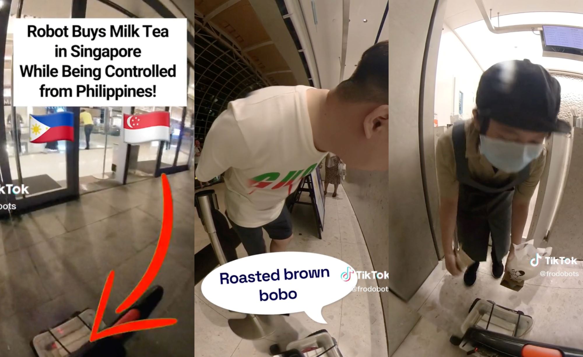 robot sent to shopping mall in singapore to buy milk tea while being controlled by someone in the philippines