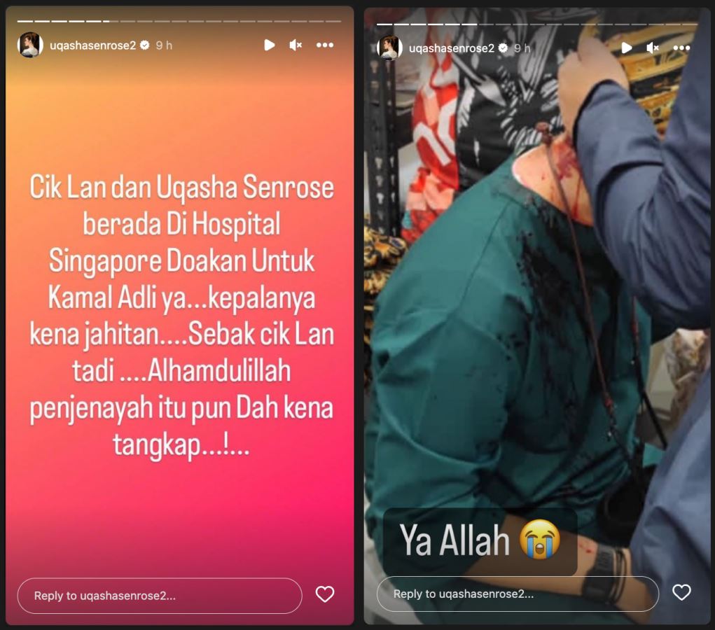 kamal adli parah dipukul, uqasha senrose dedah mesej ugutan pada suaminya