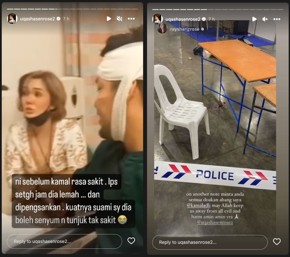 kamal adli parah dipukul, uqasha senrose dedah mesej ugutan pada suaminya