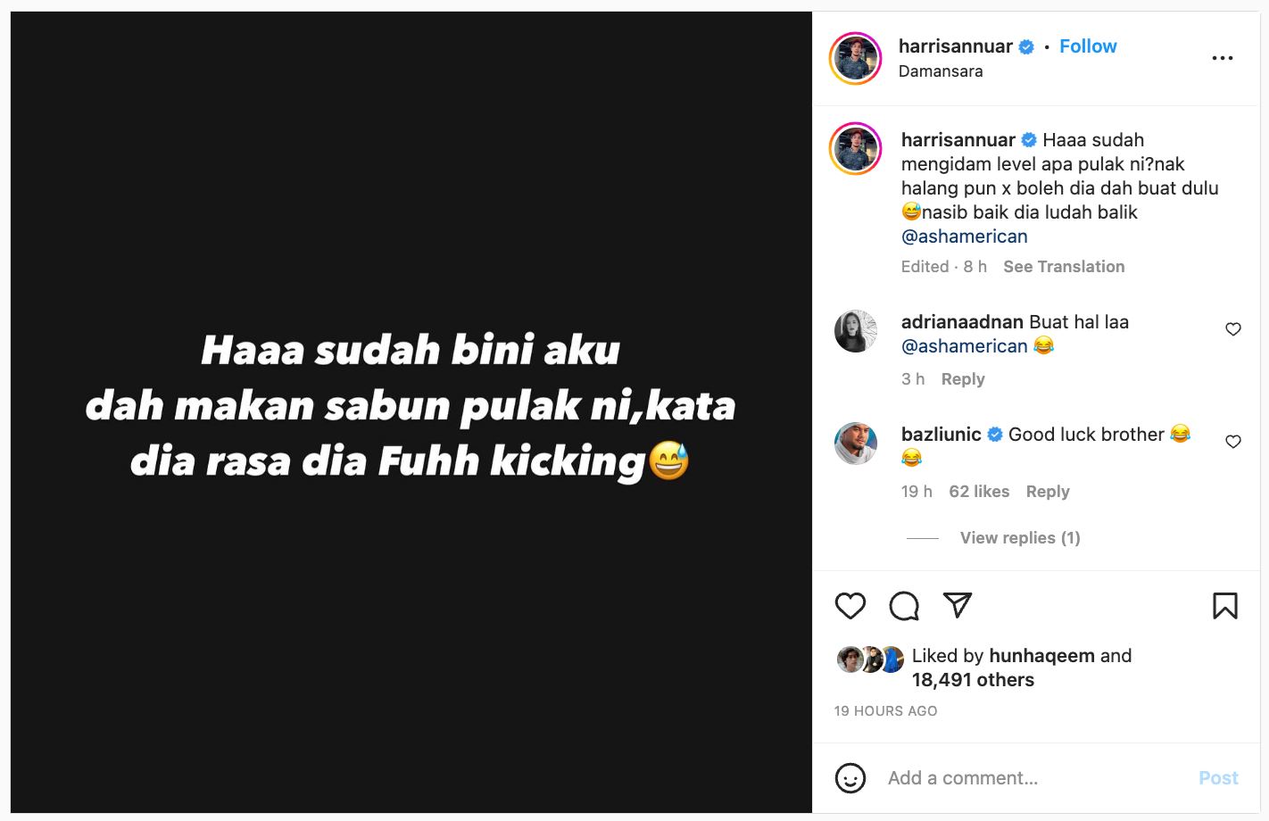 haritu isteri harris annuar mengidam bau simen, kali ini dia nak makan sabun pula