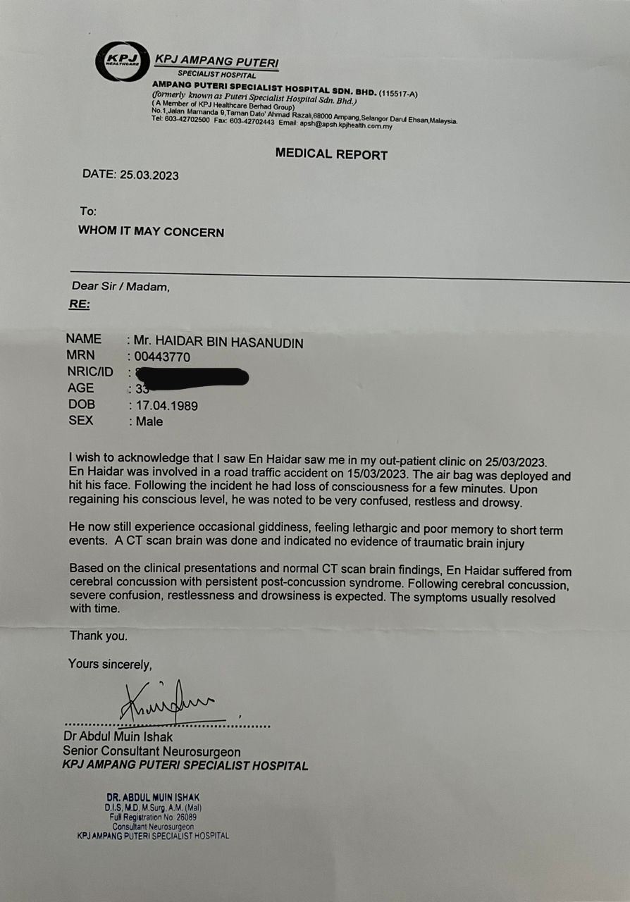 pelakon, haidar hasanudin difitnah ekoran kes langgar kereta, “dia nak settle tepi, tapi..”