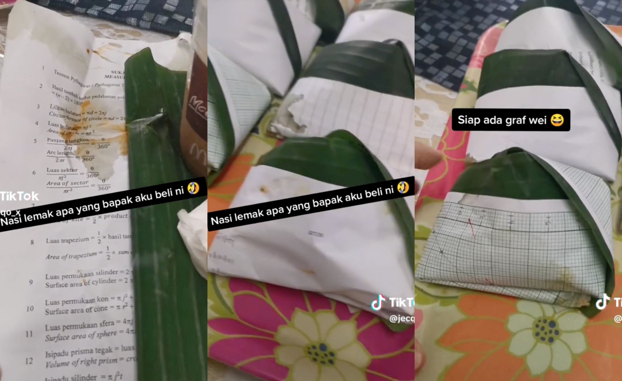 netizens' comments steal the spotlight after nasi lemak wrapped in math paper goes viral