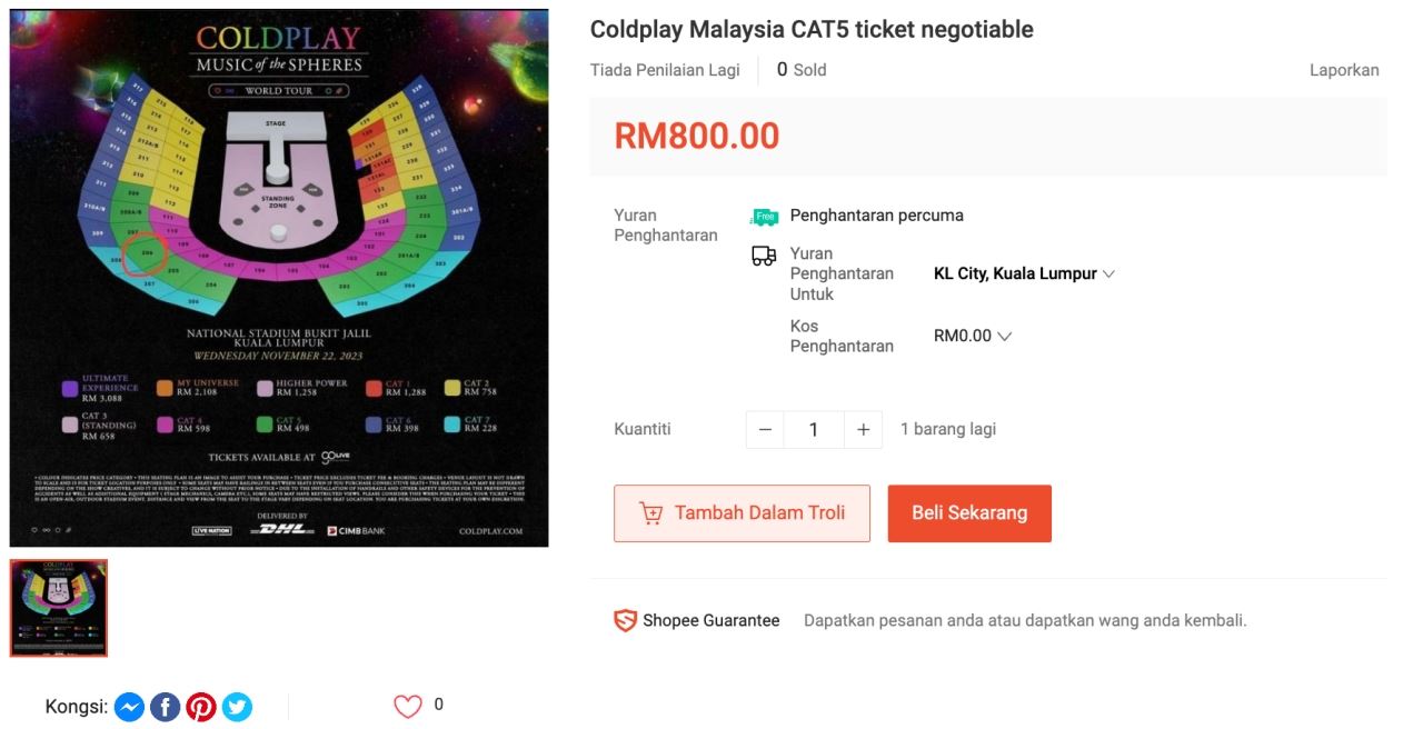 hati-hati, dah ada orang jual semula tiket konsert coldplay pada harga tak masuk akal