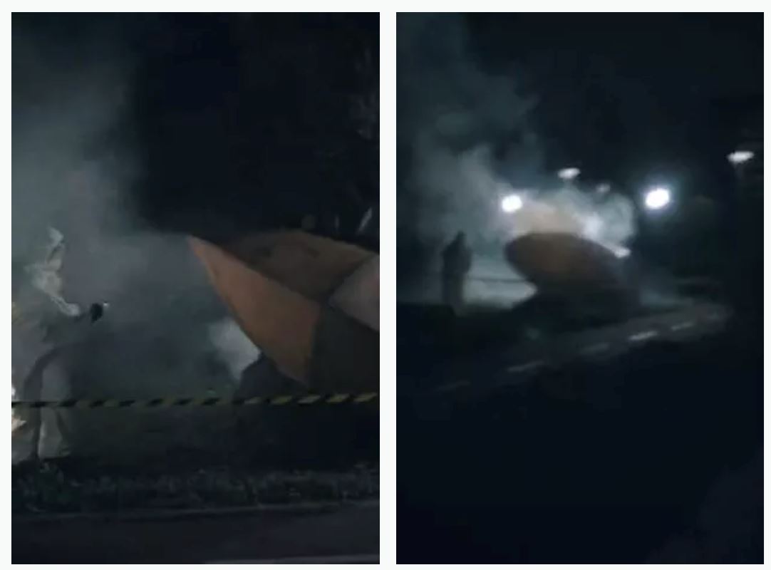 pelajar terkejut lihat objek mirip ufo terhempas luar kawasan universiti