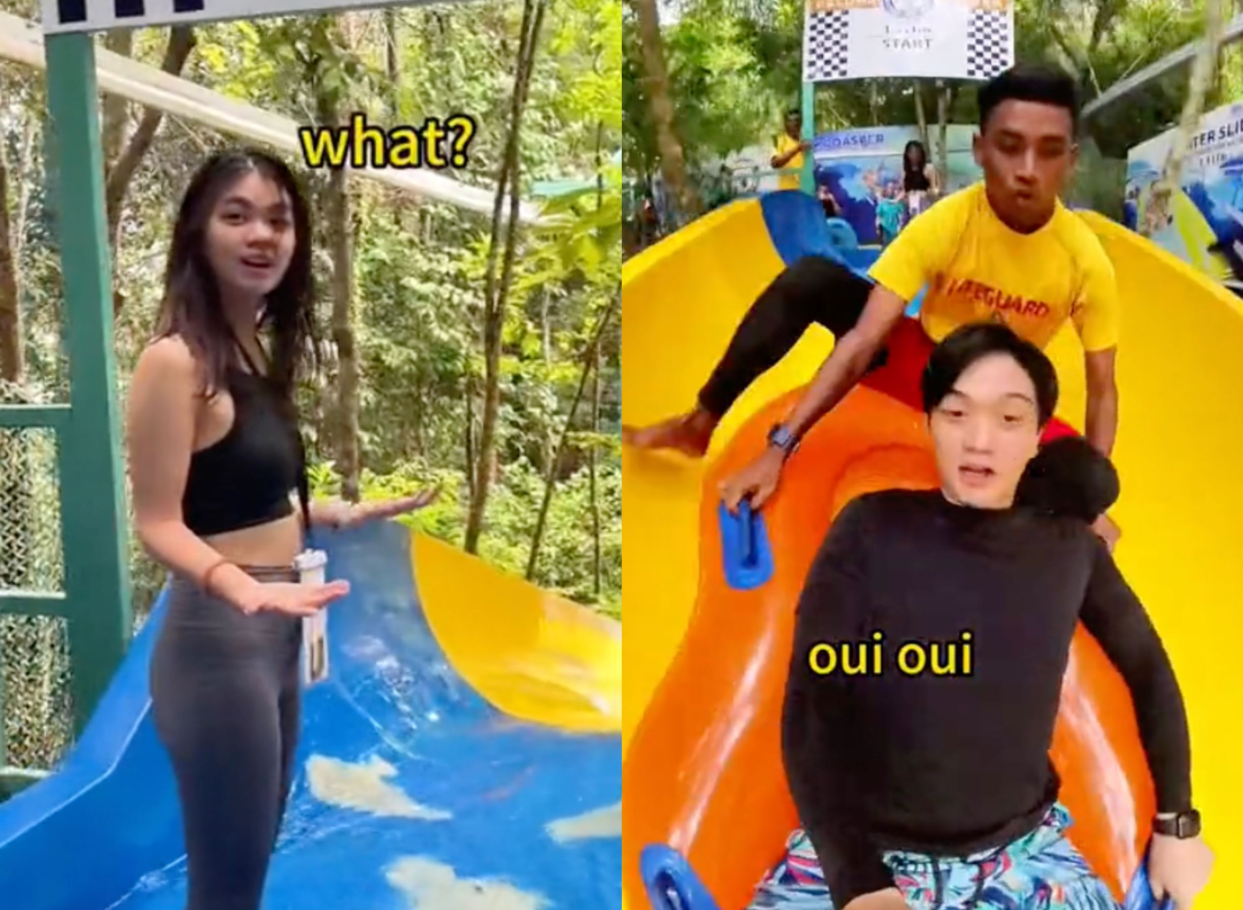 man attempts world's longest water slide in penang with gf, ends up with lifeguard instead!