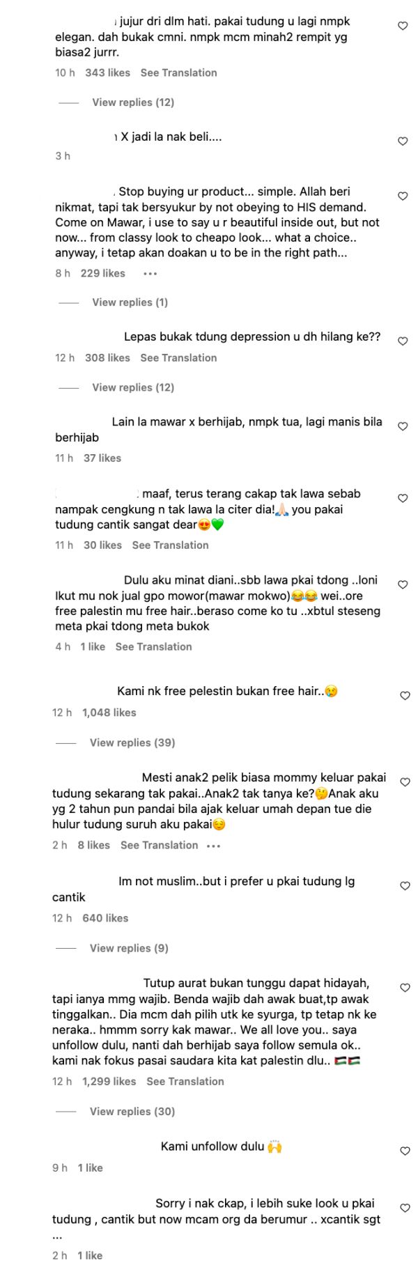 “kami nak free palestin, bukan free hair,” netizen pakat serbu komen ig mawar rashid