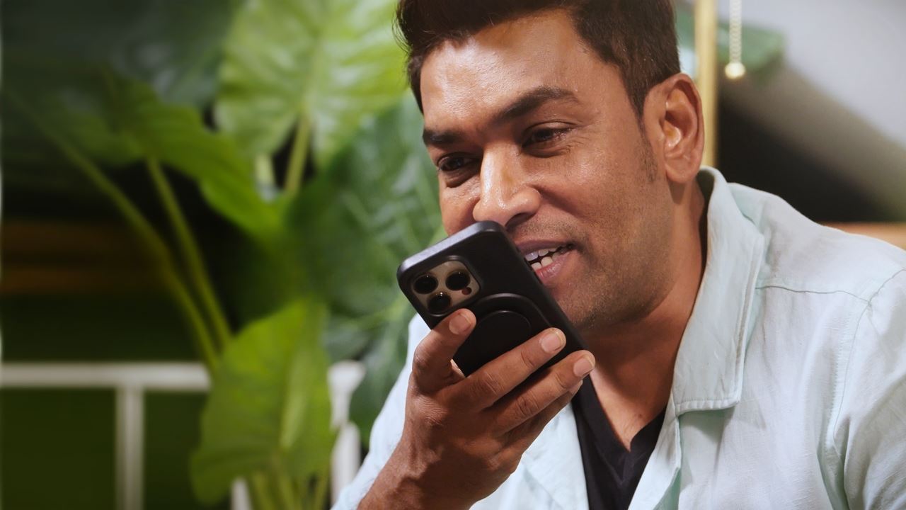 Uthaya catching up with long lost friend on the phone