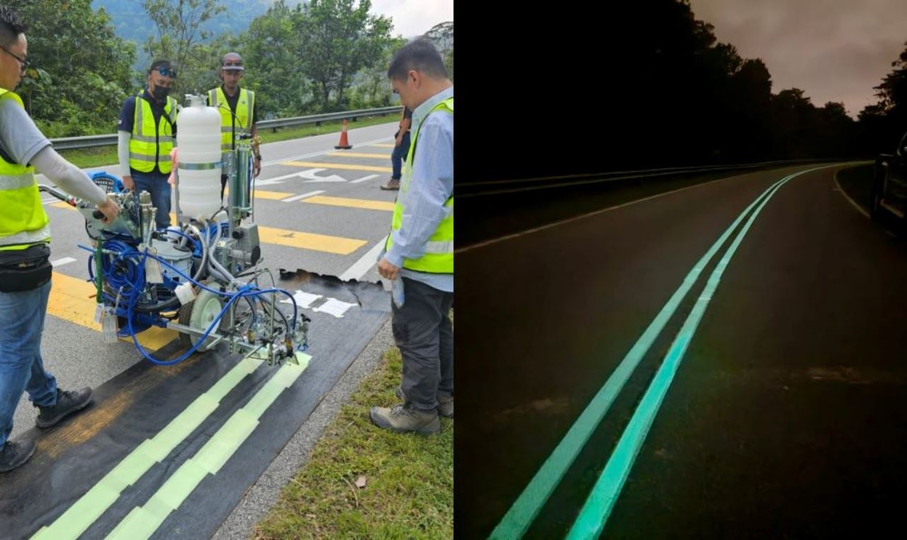 jangan terkejut, jalan ‘glow in the dark’ pertama kini di semenyih, selangor