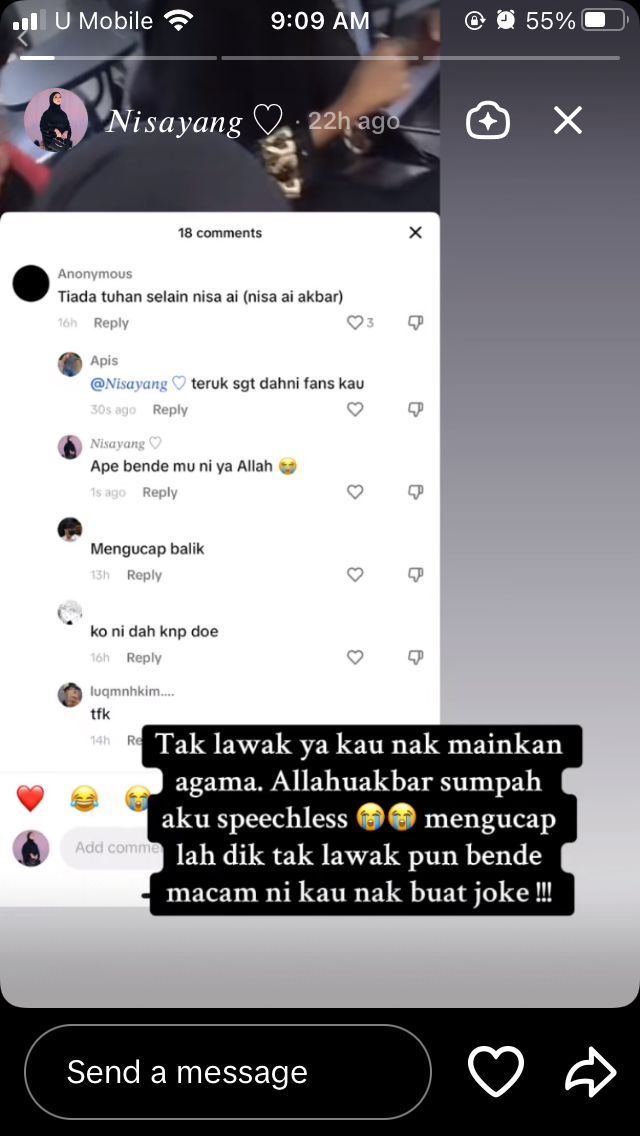 influencer nisa ai tergamam baca komen melampau netizen, “stop la buat benda macam ni,”