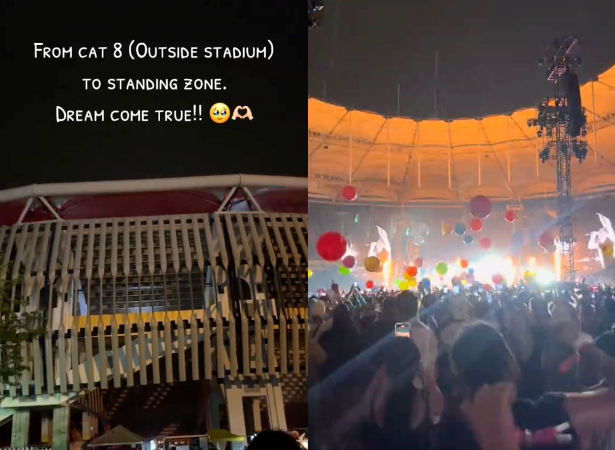 woman plans to listen to coldplay from outside the stadium, ends up with last-minute standing tickets