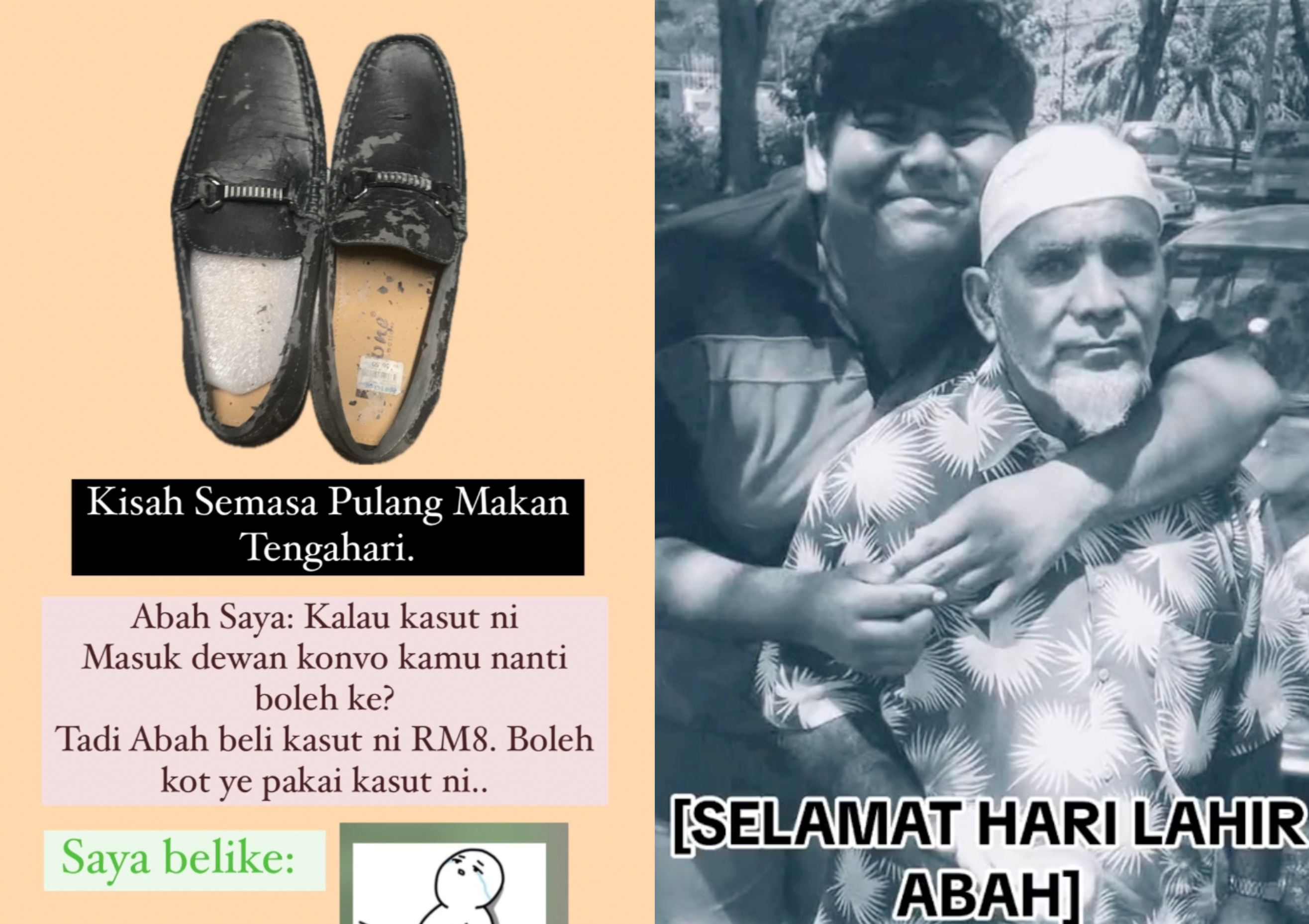 man shares how his father buys rm8 second-hand shoes for his graduation, malaysians touched!