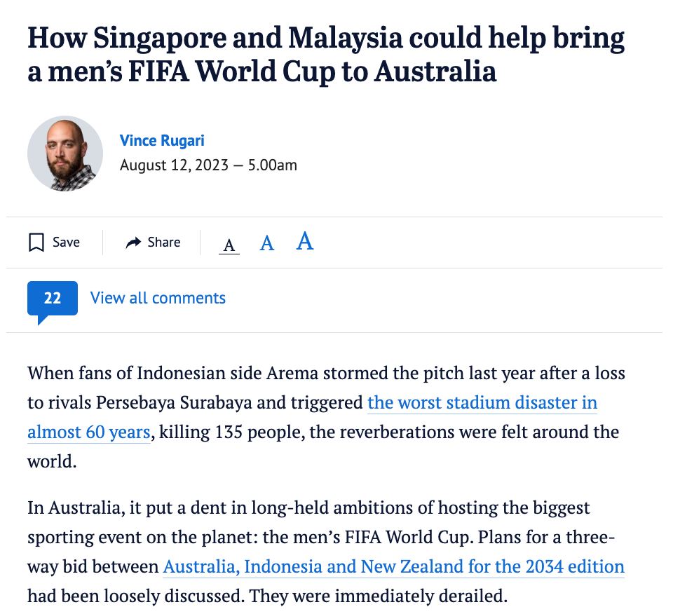 malaysia dicadangkan sesuai jadi tuan rumah piala dunia 2034 