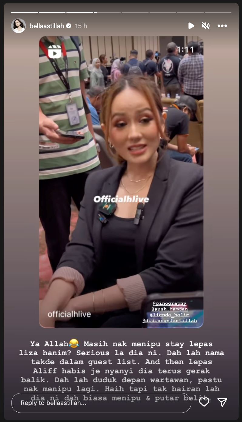 tak puas hati, bella astillah ‘serang’ sophia albarakbah, ‘sound’ aliff aziz