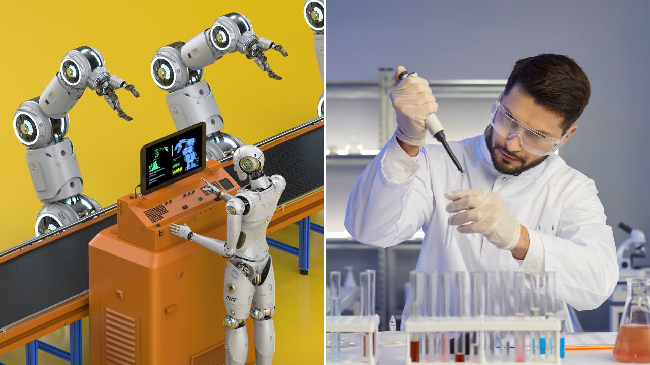 AI and a man at the lab