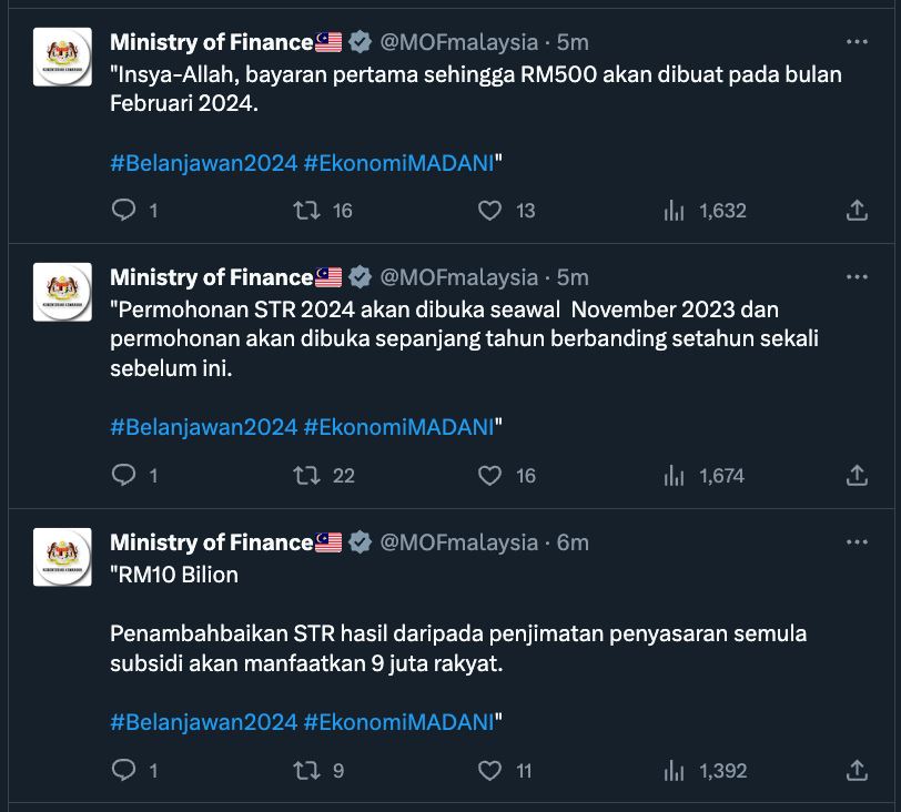 bajet 2024: kadar maksimum sumbangan tunai rahmah meningkat kepada rm3,700