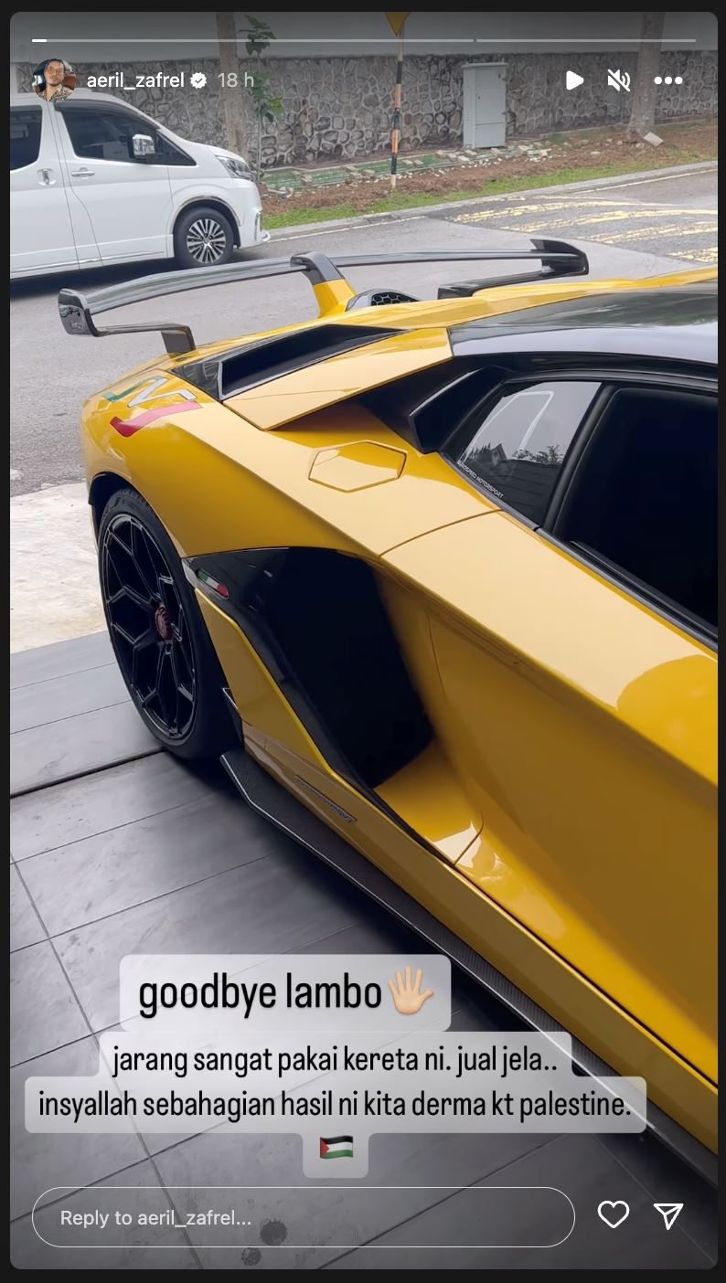 aeril zafrel nekad jual lamborghini aventador miliknya demi palestin