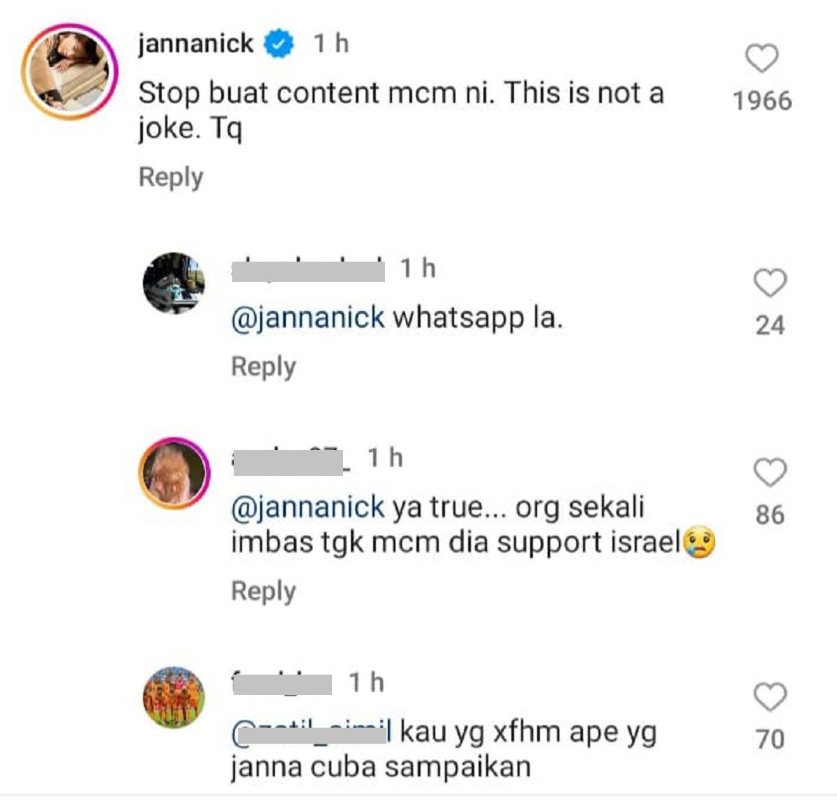 janna nick pesan baby shima, nak buat kontroversi jangan guna isu sensitif