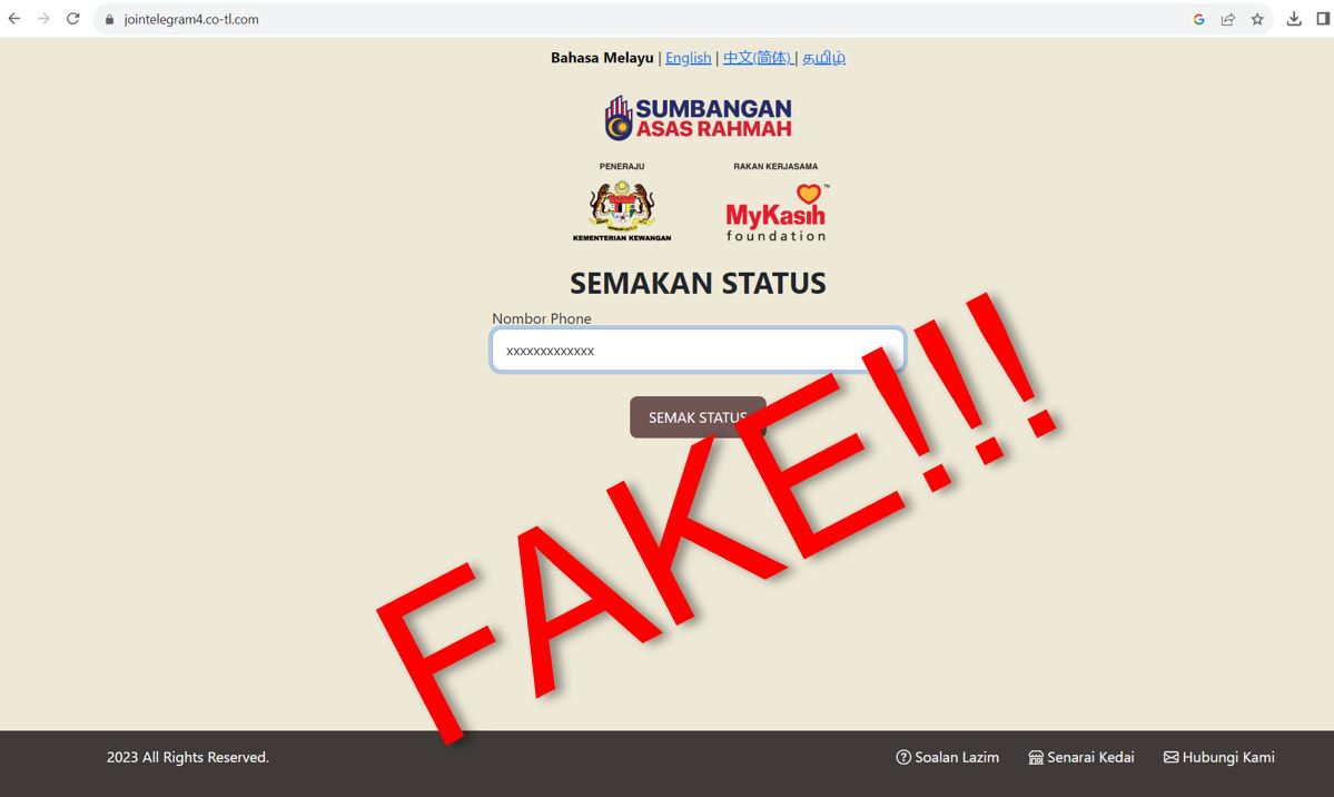 awas link palsu konon berjaya terima bantuan “mykasih sumbangan asas rahmah”