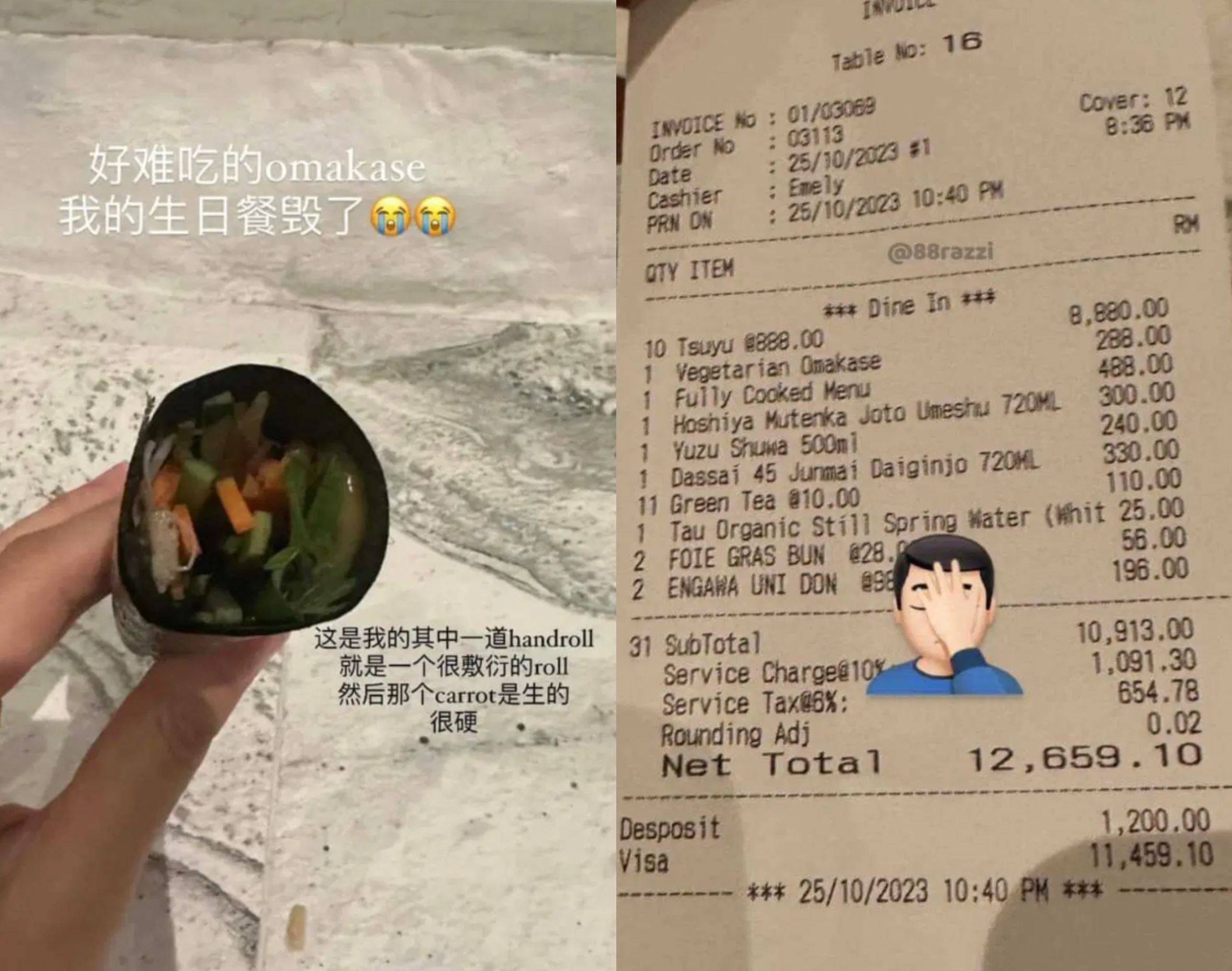  local influencer spends rm12,000 on omakase for birthday dinner, left disappointed with the food!