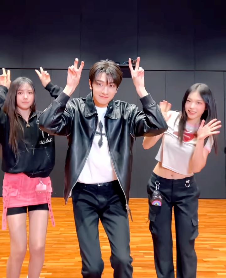 林一大跳女团舞❗与newjeans hearin&hyein一起跳super shy🔥