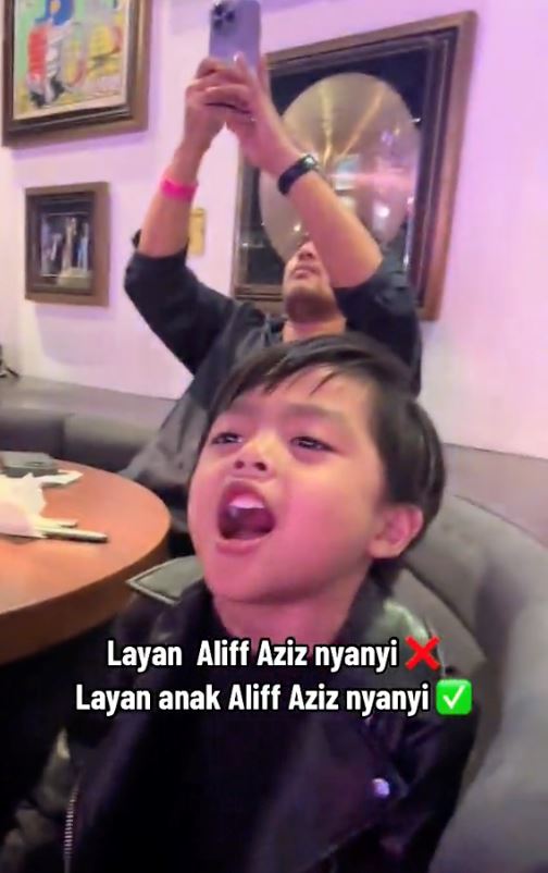 bakat diwarisi, aksi anak lelaki aliff aziz menyanyi curi tumpuan warganet