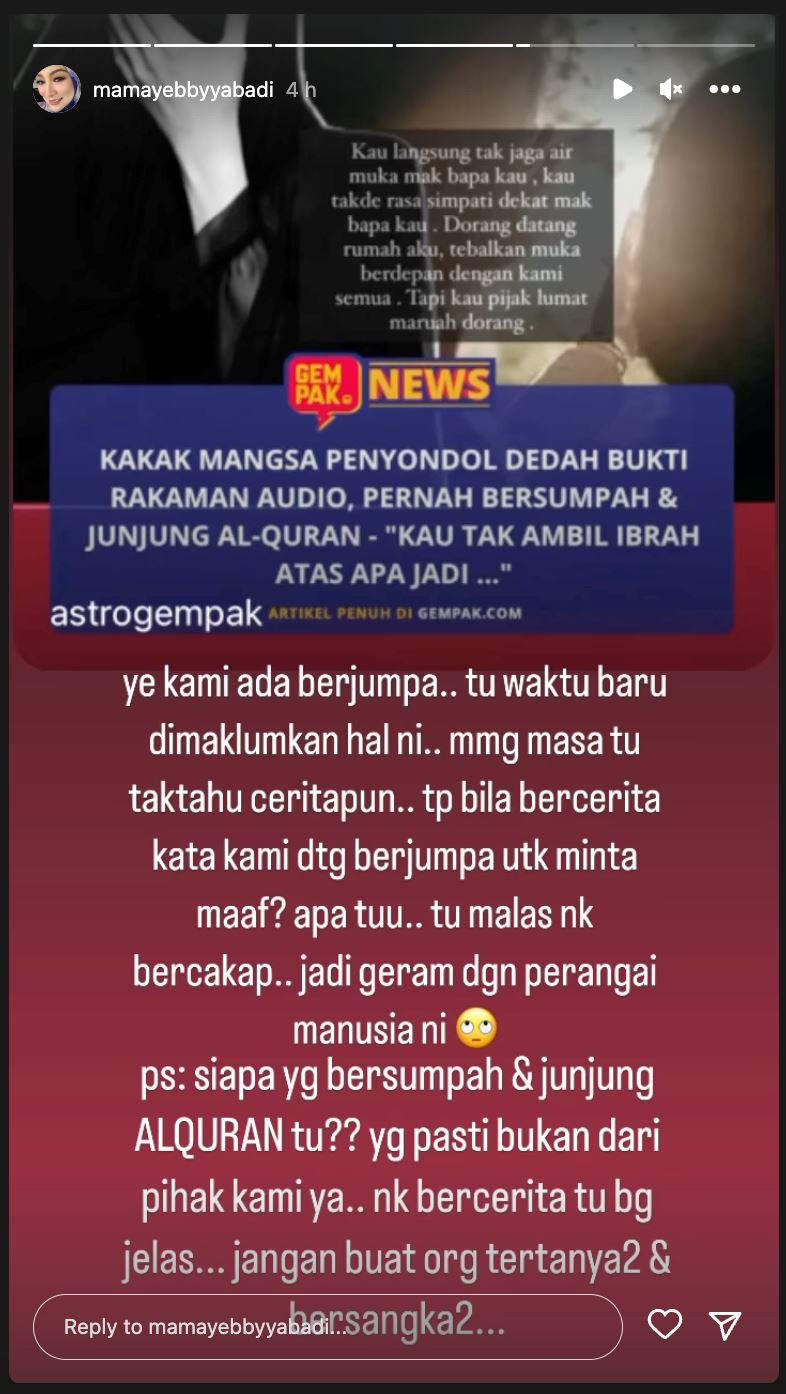 kecoh anak didakwa jadi ‘penyondol’ rumah tangga, ini antara reaksi abby abadi